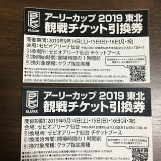 バスケットボールアーリーカップ  東北 チケット 引換券 ペア