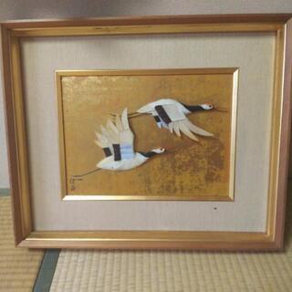 貴石画 双鶴