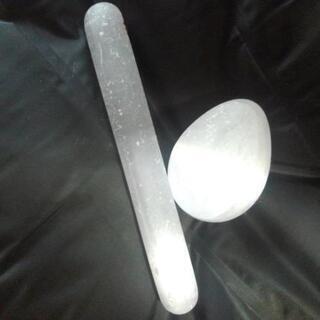 セレナイト　玉子とスティック開運　癒しオブジェ