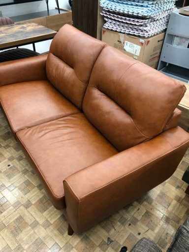 【ニトリ】３人掛けソファ 本革一部合成皮革 （上代6.9万円程）