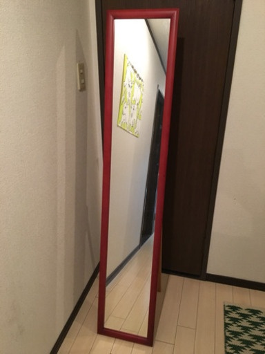 姿見 スタンドミラー 赤