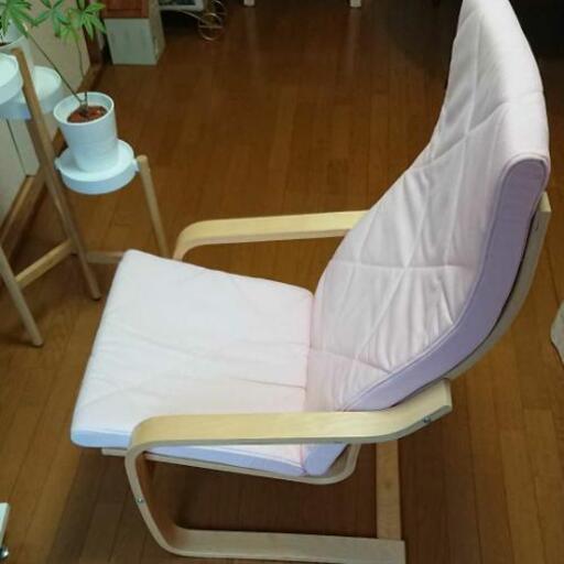 IKEAのポエングアームチェア オットマン セット (ピンク)