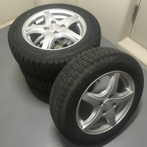 120-1ダンロップスタッドレスタイヤWINTERMAXX165/65R14 14×5J +39 ホイール付4本セット 2018年バリ山イボあり