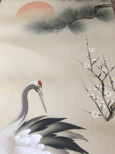掛軸 双鶴 暁     青山寿石先生筆 美品