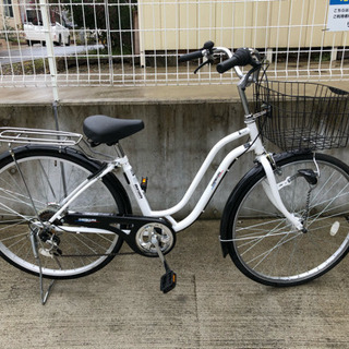 丸石　シティサイクル自転車　26インチ　ホワイト白 マルイシ 26インチ 6段変速 3月購入 シティサイクル