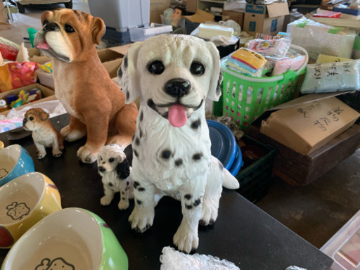 犬の親子置物(ダルメシアン)