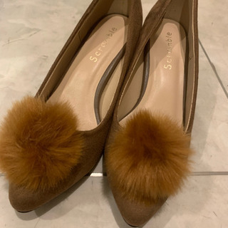 【新品】 パンプス ブラウン ファー 秋 チャンキーヒール Mサイズ