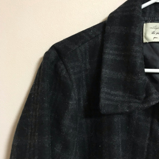 美品 レトロチェックコート ブラック 黒 Mサイズ