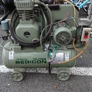 日立 オイルフリー コンプレッサー ベビコン 0.75kw 三相200V 0.75OP-8.5TA6 60Hz◆