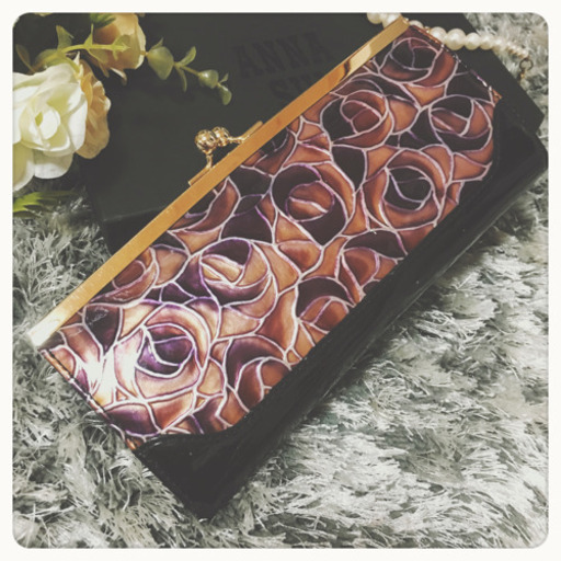 ご購入者様決定【ANNA SUI】長財布 箱付き パープル薔薇柄  Wallet