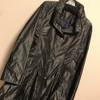 【新品】黒 ロング 11号 コート ドット M〜L 膝丈  長袖...