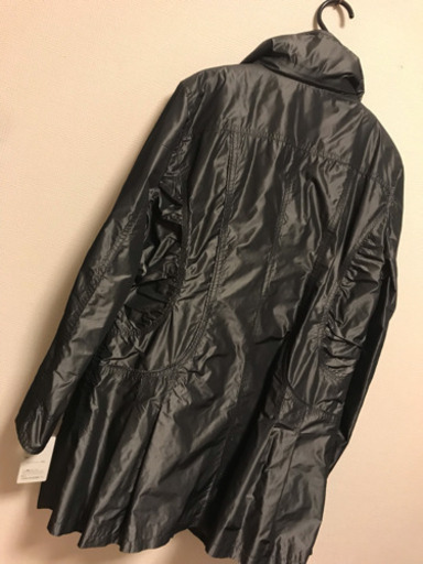 【新品】黒 ロング 11号 コート ドット M〜L 膝丈  長袖 上着 秋冬