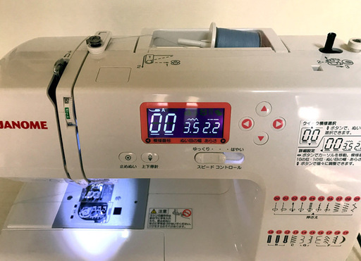 美品 ジャノメ コンピュータミシン IJ502 コンパクト 革 ジーンズ等厚物重ね縫いOK