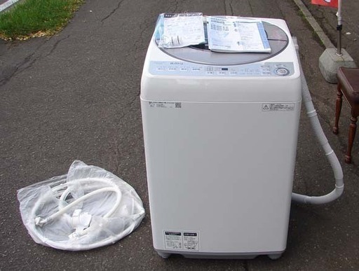 19N0080 C 札幌発 引取歓迎 SHARP/シャープ ES-GV8B 全自動電気洗濯機 8kg 2018年製 中古 状態良 美品