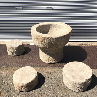 石臼 餅つき 御影石の画像