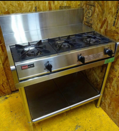 （4089-01）リンナイ　業務用3口ガスコンロ　2016年製　RSB-306SV 都市ガス ガス台 厨房 ガステーブル 動作確認済　大阪