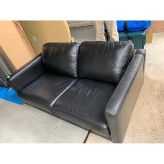 A75504 IDC 大塚家具 2人掛けソファ レザー ブラック