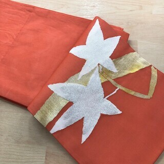 帯 着物 橙 イチョウ 紅葉 もみじ　MM77