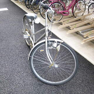 中古　自転車　シティ車　２７インチ　６段ギア　アフィッシュSL276AR-E　シルバー
