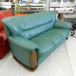 3人掛けソファ レザー グリーン系/緑 三人掛け PayPay(ペイペイ)決済