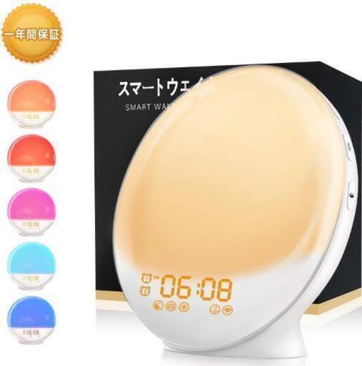 スマホで制御 目覚まし時計 光目覚まし ２WAYコントロール 日の出 日の入 アプリで制御可能 20段階調光 7色LEDライト 自然音 目覚ましライト 4組アラーム 多機能アラーム スマートウェイクアップライト スヌーズ\u0026ラジオ機能付き デジタル 置き時計 クロックラジオ IOS/Android/Amazon Alexa/Google Home 対応
