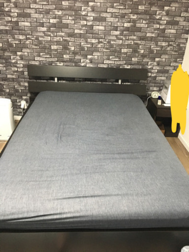 IKEA お値下げ中イケア ダブルベッド HOPEN 木目調 ダブルサイズ