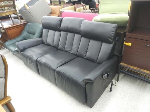 ニトリ 3人掛け ソファ 電動リクライニング リモコン付き ルイーザ ニューSS ブラック NITORI ☆ PayPay(ペイペイ)決済可能 ☆ 札幌市 北区 屯田