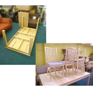 札幌 美品【IKEA 伸長式4人掛けダイニングテーブルセット】BJURSTA