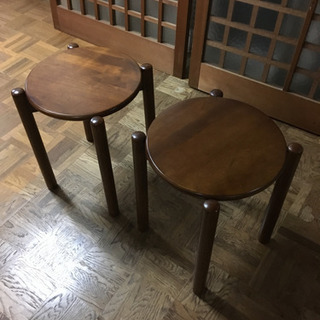 ちょっとレトロ♪木のスツール2客