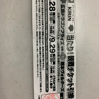 広島ドラゴンフライズvs熊本ヴォルターズ観戦チケット引換券!