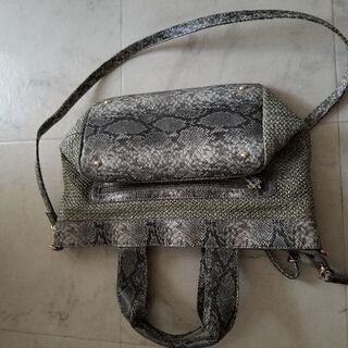 パイソン柄　グレー系　バッグの画像