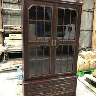 本棚　収納引き出し　ガラス扉　可動棚　アンティーク