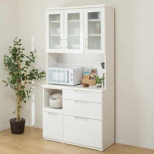 【UA】ニトリ　キッチンボード　ダリア　100KB-WH ニトリ キッチンボード 食器棚(ダリア100KB WH)コンセント付き