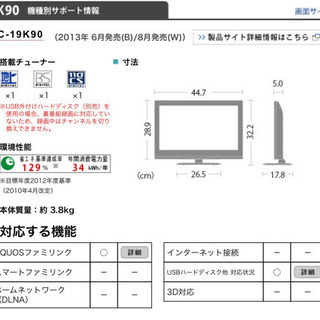 SHARP 19型 2014年製の画像