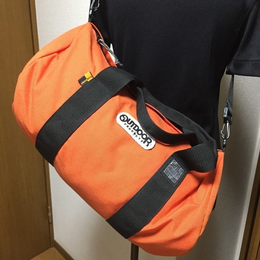 アウトドア ミニボストン オレンジナイロン 斜めがけ ショルダーバッグ