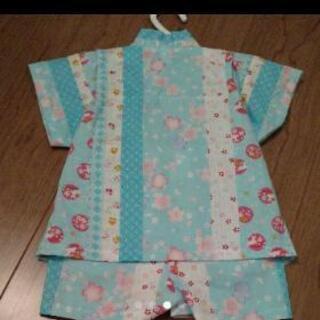 甚平 80女の子 新品 桜 水色 日本製の画像