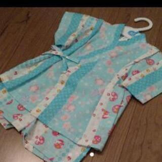 甚平 80女の子 新品 桜 水色 日本製の画像