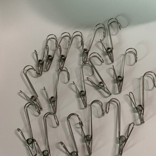 【中古品】セリア ハンギングステンレスピンチ 16個