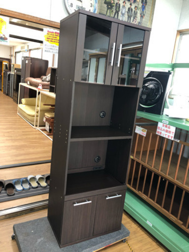 【リサイクルサービス八光　田上店　配達・設置OK】ブラウン　レンジボード付食器棚