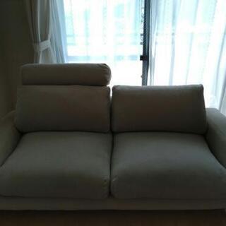【送料込】無印良品ソファ（2.5シーター、フェザー　ヘッドレスト2個セット 最終値下げ】無印良品 ソファ 2.5シーター ダウンフェザー ヘッドレスト付