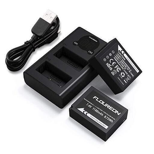FLOUREON FUJIFILM NP-W126 NP-W126S バッテリーパック 2個 純正互換 富士フィルム バッテリー 純正充電器対応 交換用バッテリー 1180mAh + USB 充電器 大容量 対応機種 FinePix X-A1, X-A2, X-E1, X-E2, X-H1, X-M1, X-Pro1, X-T1, X-T2, HS30EXR, HS35EXR など対応