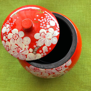 【新品 未使用】ベトナム 漆塗り 小物入れ 漆器 花柄 うめ ア...
