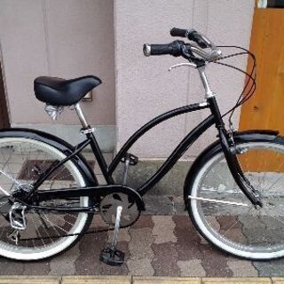24吋 ビーチクルーザー 外装6段/ブラック