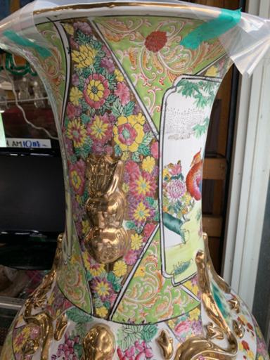 大きい壺 鳥の絵 高さ約140cm 現状 中古 アンティーク