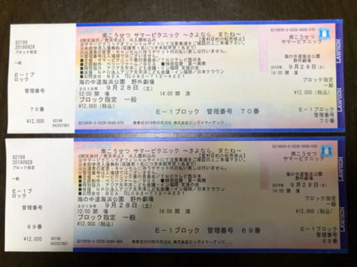 【9/28(土)】サマーフェスチケット　2枚セット