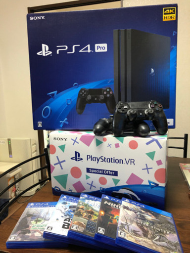 PS4 Pro 1TB 4K + PSVR + コントローラー2本 + ソフト5本 + スタンドセット