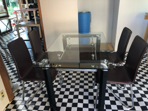 増税前キャンペーン中【リサイクルサービス八光　田上店　配達・設置OK】TEMPERED GLASS　ダイニングセット