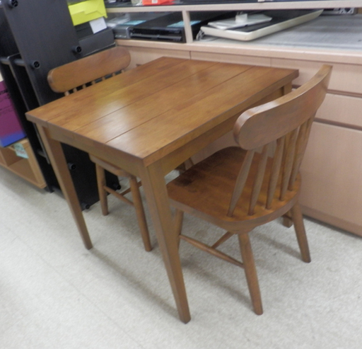 PayPay対応 木製 ダイニングセット 2人用 ベルメゾン 千趣会 75×75×72 椅子2 テーブル1 札幌市西区西野