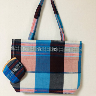 ハンドメイド ハンドバッグ カジュアル チェック 