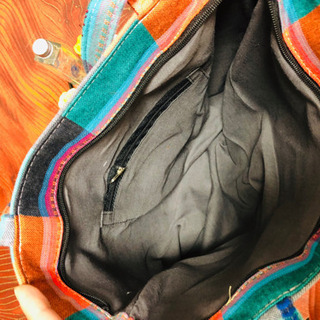 ハンドメイド ハンドバッグ カジュアル チェック の画像